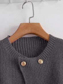 GlowEve 新款时尚女士开衫，欧美风，百搭简约针织上衣 - 深灰色 - 查看 3