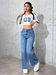 Ropa vaquera de mujer Mezclilla Pantalón recto Pantalón vaquero mujer pantalon de mujer pantalón de mujer pantalones para mujer pantalón pantalones de dama pantalones baggy - Gris - Ver 4