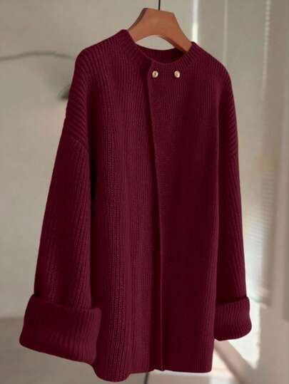 GlowEve كارديجان محبوك بلون واحد على الطراز الأوروبي والأمريكي متعدد الاستخدامات وبتصميم بسيط وأنيق