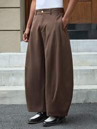 SWAVVY 男士纯色口袋弯腿宽松休闲裤