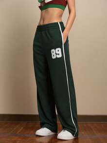Cheerettes 女士休闲运动89号印花口袋宽松裤 - 墨綠色 - 查看 2