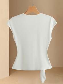 Franclia 女士优雅扭纹设计纯色短袖休闲 T 恤