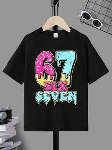 男童棉质套头短袖T恤 - 黑色 - 查看 7