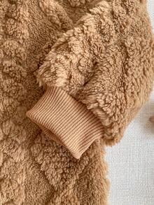 PrepCrw 1 件装男婴优雅学院风休闲都市保暖针织开衫连体裤，适合居家、日常穿着、圣诞节、节日、秋冬 - 棕色 - 查看 5