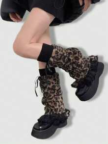 ROMWE Grunge Punk 1双豹纹时尚保暖女式腿套 - 棕色 - 查看 3