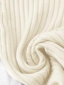Franclia Women's Elegant Blogger-Style Ribbed Knit Sweater With Frill Trim, Long Sleeve, Chic And Stylish - Apricot - View 8