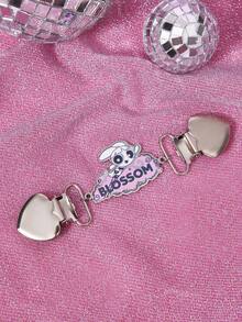 THE POWERPUFF GIRLS X SHEIN 1pc 60mm Cartoon Character Pink Shawl Clip Metal Brooch - Pink - View 1