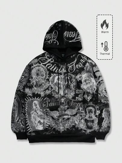 Felpa con cappuccio casual e punk, stile da strada, unisex