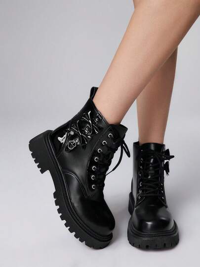 Casual Street Thick Heel Solid Color Women Ankle Boots