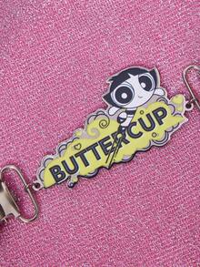 THE POWERPUFF GIRLS X SHEIN 1 st 60 mm sjalnål med tecknat bokstävermönster - Grön - Visa 3