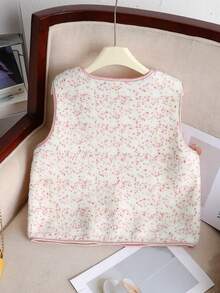 SHEIN Tween Girl Loose Casual Minimalist Comfortable Leopard Print Fuzzy Jacket - Pink - View 2