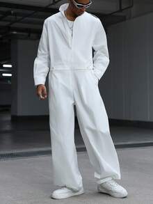 Manfinity EMRG Mono de manga larga con cremallera y unicolor casual para hombre