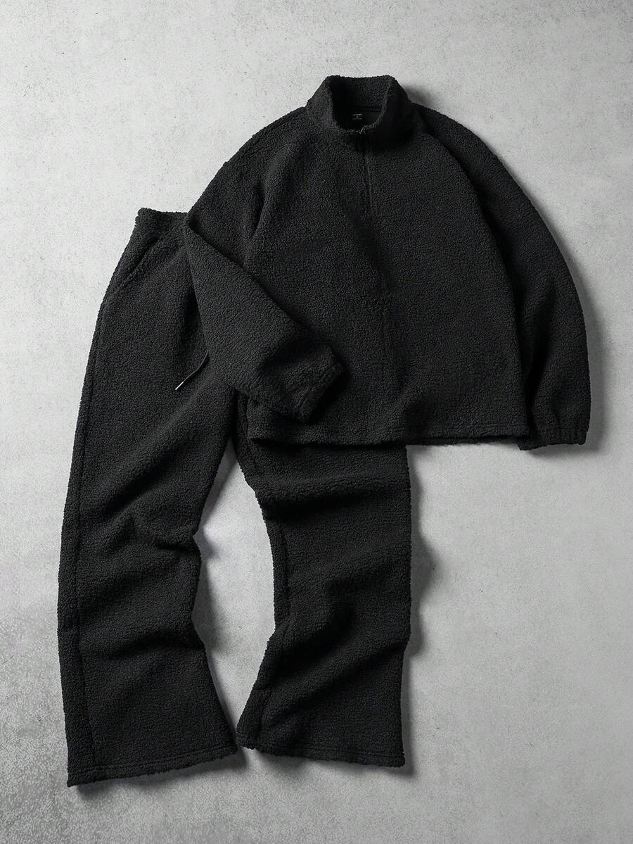 PAVTROS Men's Casual Zip-Up Stand Collar Sweatshirt And Pants Set, Autumn/Winter Men 2 Piece Set Black Mens Co Ord Set Men 2 Piece Set Spring Fall Sweatpants Set Knit Two Piece Set Men - Black - View 1