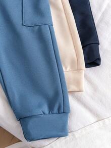 SHEIN Playful Pals 3件套男婴基础款工装裤，带大口袋，适合日常外出穿着 - 彩色 - 查看 6