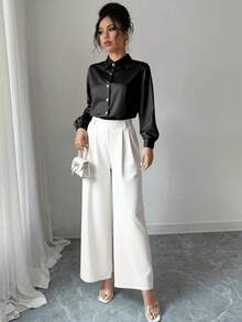 Franclia Women's Elegant Shirt And Pants 2 Pieces Set - Multicolor - View 4