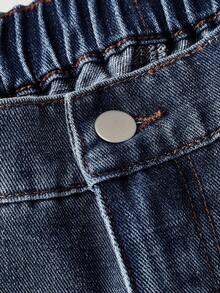 SHEIN MOD Plus Size Casual Everyday Washed Slant Pocket Loose Wide Leg Jeans - Dark Wash - View 3