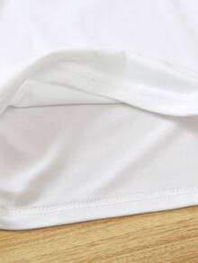 SHEIN Explorewe Set de 2 piezas: Top de manga corta de cuello redondo y pantalones sueltos, parte superior impresa con el logotipo del pony, elegante y grácil, tela suave adecuada para uso diario, escuela, compras, vacaciones, etc. - Multicolor - Ver 4