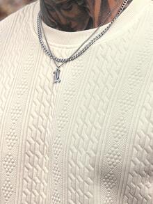 Manfinity CasualCool Men's Textured Crew Neck Loose Fit Long Sleeve Pullover Sweatshirt