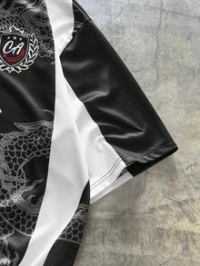 AXEPEAK 男士休闲时尚街头风短袖 Polo 衫 - 黑色 - 查看 3