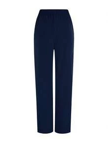 TaskEZ Conjunto de uniforme de pijama de unicolor con parches, cuello en V y manga corta - Azul Marino - View 6