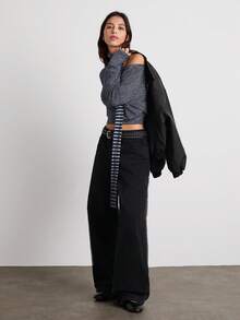 Easelle ملابس علوية نسائية كاجوال عتيقة غير متماثلة الكتف مربوطة الخصر مخططة - متعدد الألوان - مشاهدة 3