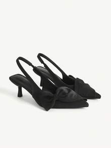 CUCCOO CHICEST 女士尖头蝴蝶结装饰日常百搭时尚高跟鞋 - 黑色 - 查看 2