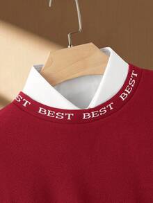 Manfinity NXTstreet Sudadera casual de uso diario con gráfico de letra decorativa para hombres, para primavera/otoño (camisa no incluida) - Rosa Oxidada - Ver 3