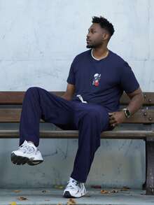 Heavens Edit Men's Simple Round Neck Men's Anime Print Short Sleeve Summer Navy Blue T-Shirt - Navy Blue - View 4