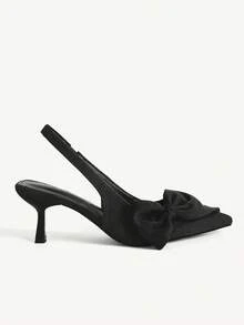 CUCCOO CHICEST 女士尖头蝴蝶结装饰日常百搭时尚高跟鞋 - 黑色 - 查看 5