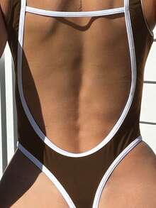 Swim SXY Traje de baño de una pieza con espalda descubierta, estilo europeo y americano, ajustado, para vacaciones, primavera/verano 2026 - Multicolor - Ver 3
