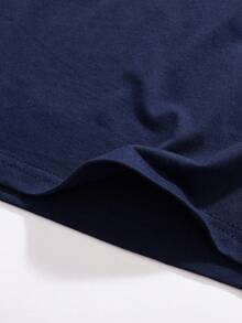 StoneGrade 男士夏季字母印花圓領短袖休閒T恤 - 寶藍色 - 查看 5