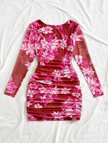 Soleia Casual Tie-Dye Long Sleeve Fitted Women Dress, Autumn/Winter,Carnival, Weddings & Events, Graduation Dress Women - Multicolor - View 2