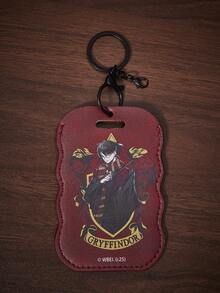 HARRY POTTER X SHEIN 1个红色时尚卡通图案PU皮革卡包、钥匙扣零钱包，可爱休闲 - 紅色 - 查看 4