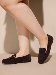 CUCCOO CURVES Women's Fashionable Versatile Commuter Casual Wide Fit Flats For Christmas - Coffee Brown - View 4