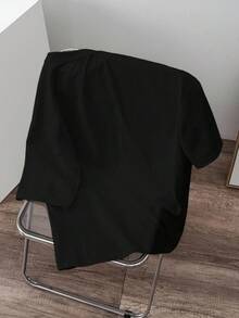 Manfinity Joysei Men's Round Neck Letter Embossed Casual Everyday Commute Knit Short Sleeve T-Shirt - Black - View 6