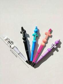 Set Of 5 Silicone Bible Cross Series Ballpoint Pens, Fine Tip Twist Pens, Round Plastic Writing Instruments For Office, School And Work, Great Gift For Teens And Adults, Creative Perfect Gift For Friends - Multiple Colors Back To School - Multicolor - View 6