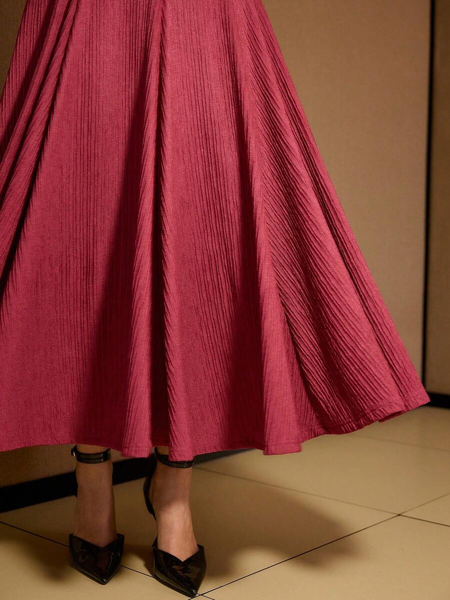 MOTF PREMIUM TEXTURED KNIT DRESS - Rose Red - View 2