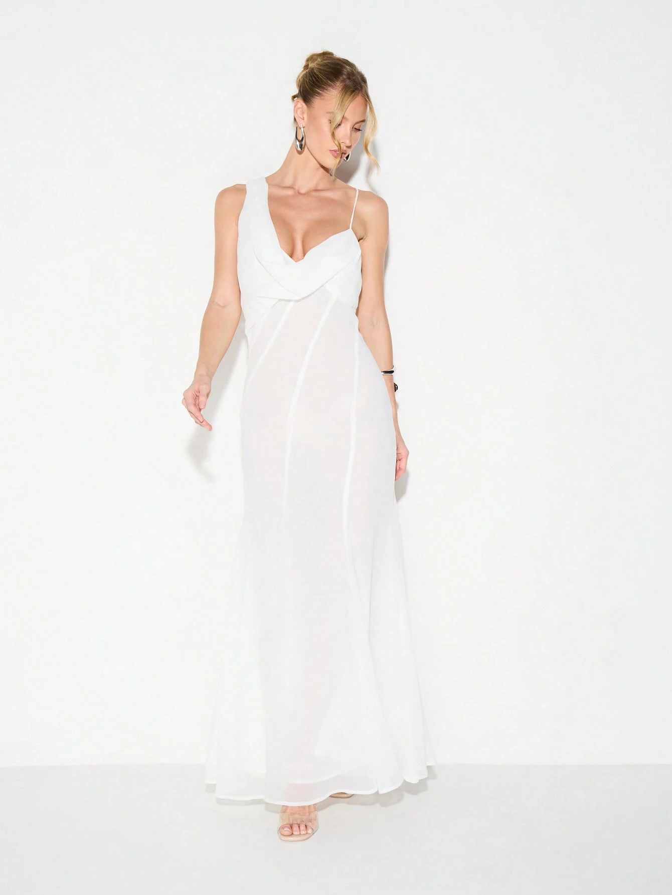 KIZN Cowl Neck Chiffon Maxi Dress With Thin Straps