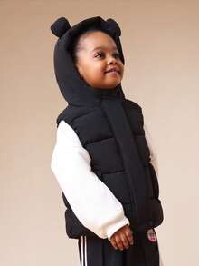 SUMWON Hooded Puffer Vest Winter Quilted Sleeveless Jacket With Zip Closure And Side Pockets Vacation - Black - View 6
