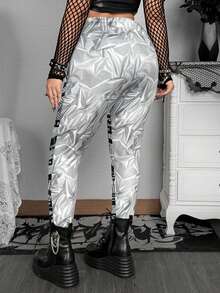 Whyspr 大码数码朋克印花紧身裤 - 灰色 - 查看 2