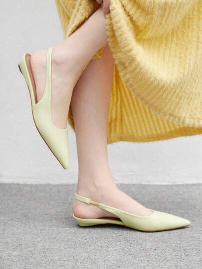 CUCCOO CHICEST Giày nữ mũi nhọn, mẫu mới mùa xuân/hè, gót thấp, kiểu dáng thanh lịch, giày công sở bằng da bóng, dễ phối đồ, đa năng cho công sở, tiệc trà chiều và mặc hàng ngày.