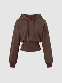 INAWLY 2pcs Women Casual Loose Hoodie And Wide Leg Pants Set - Brown - View 3