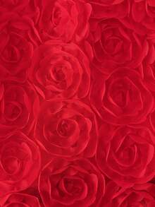 SHEIN Explorewe 少女甜美优雅杏色3D玫瑰纹理网纱A字公主迷你裙 - 紅色 - 查看 4