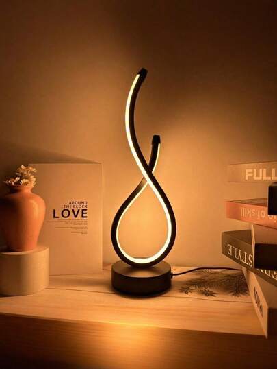 1 pieza Lámpara de escritorio moderna - LOVE, alimentada por USB, 3 colores regulables, adecuada para varios tipos de habitaciones como dormitorio, sala de estar, oficina, decoraciones, decoración de habitación, hogar, cocina