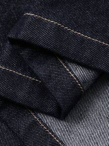 Vivie Lora Veste en jean décontractée à col cranté et double boutonnage pour femmes, automne - Bleu marine - Voir 7