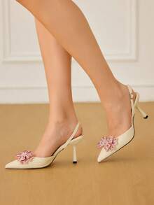 CUCCOO HITCHD Women's Pointed Toe Buckle Design Fashionable High Heels For Daily Wear - Apricot - View 5