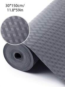 1 Roll Waterproof EVA Non Adhesive Non Slip Easy To Cut Gray Twill Design Shelf Drawer Refrigerator Cabinet Fridge Liners For Kitchen Home Organization Storage Washable - Grey - View 3