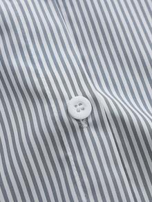 Franclia 法式休闲通勤百搭时尚蓝白条纹长袖衬衫搭配直筒阔腿裤，春秋季女士两件套，休闲商务套装，日常通勤装扮 - 咖啡棕 - 查看 5