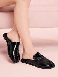 CUCCOO DOLLMOD Women's Black Round Toe Flat Mary Jane Tabi Split Toe Shoes, Low Heel, Campus Style For Christmas - Black - View 7