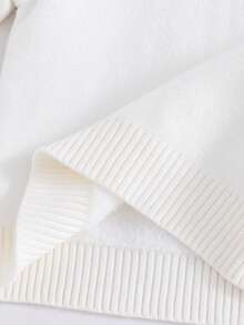 SHEIN Tween Boy Solid Color Stand Collar Long Sleeve Casual Sweater, Autumn/Winter - White - View 6